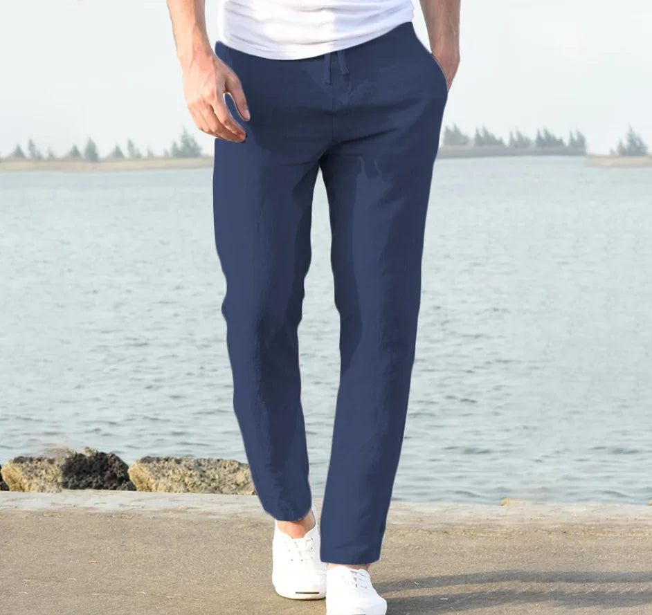 Men's Cotton Linen Pants Joggers Sweatpants
