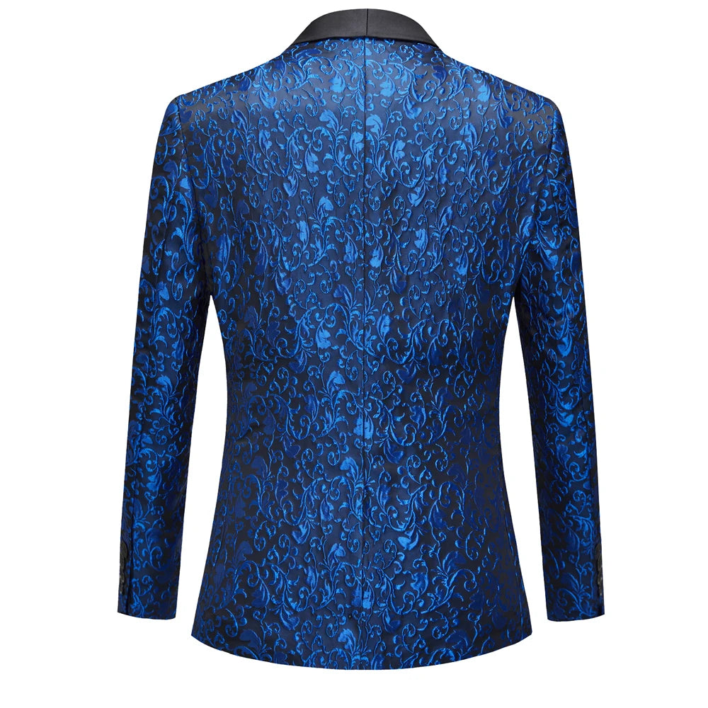 Men's Paisley Tuxedo Jacket One Button Dress Suit