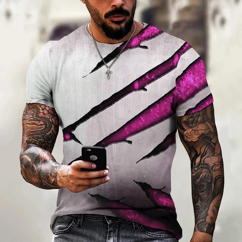 Men's T-shirt Trendy New Design Black And White Color Art 3D
