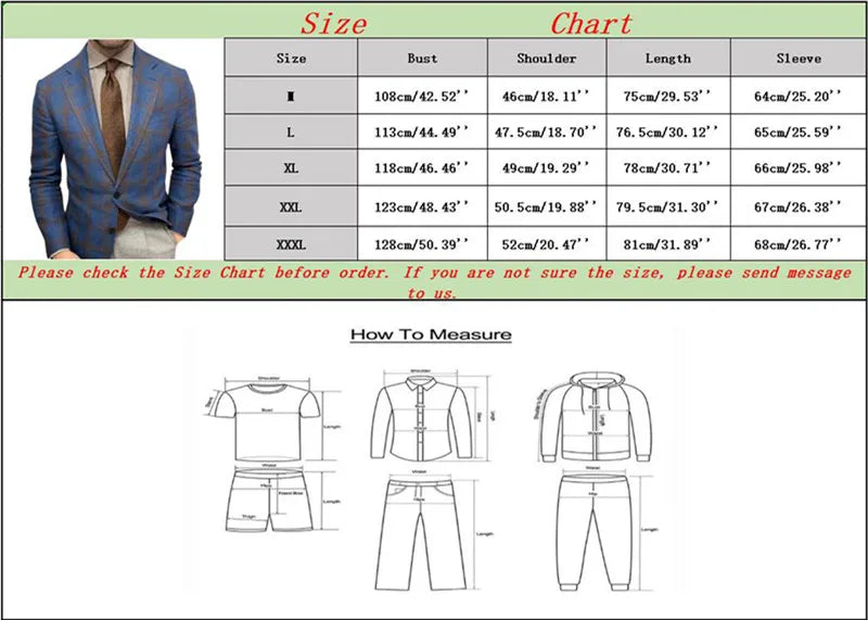 2025 Men's Plaid Blazer Jacket England Style Retro Long Sleeve Business Office Suit Jacket Fashion Simple Outerwear Jacket Male