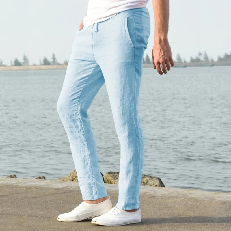 Men's Cotton Linen Pants Joggers Sweatpants