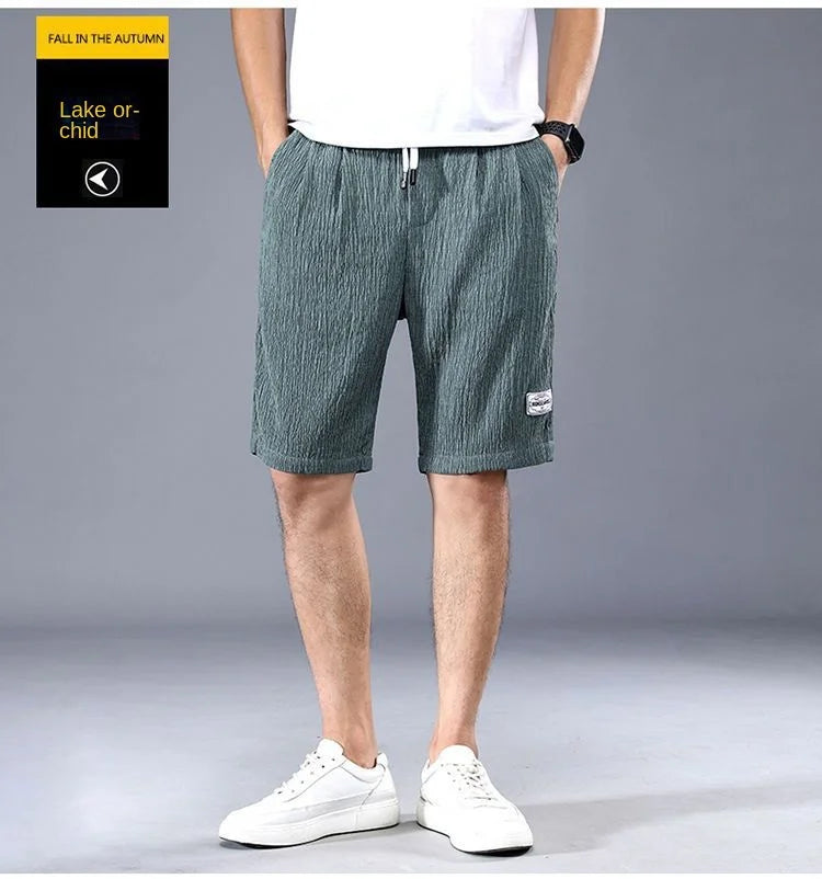 Summer Ice Silk Shorts Men's Thin Sports Casual Loose Fashion Trend Cool Breathable Straight Leg Pants