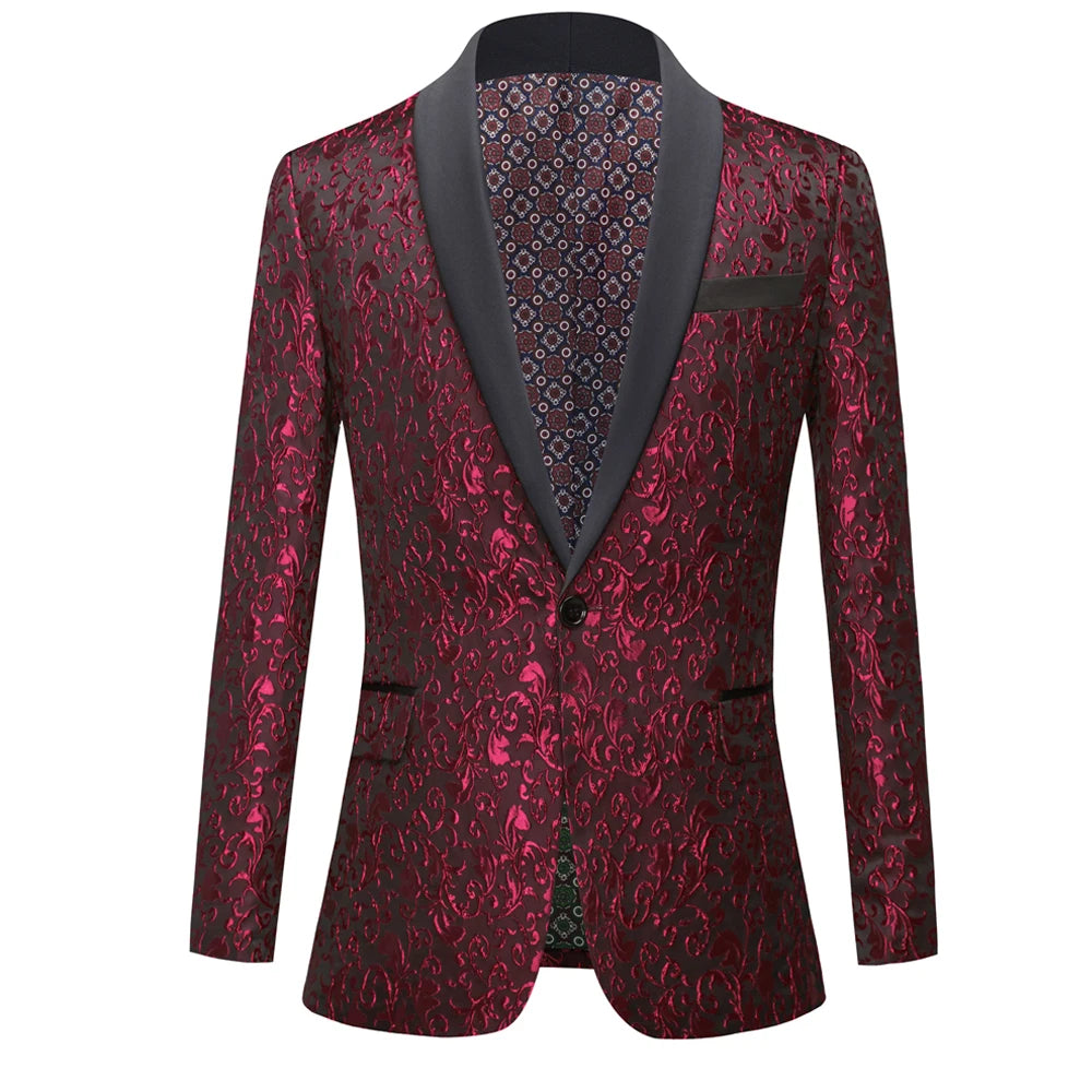 Men's Paisley Tuxedo Jacket One Button Dress Suit