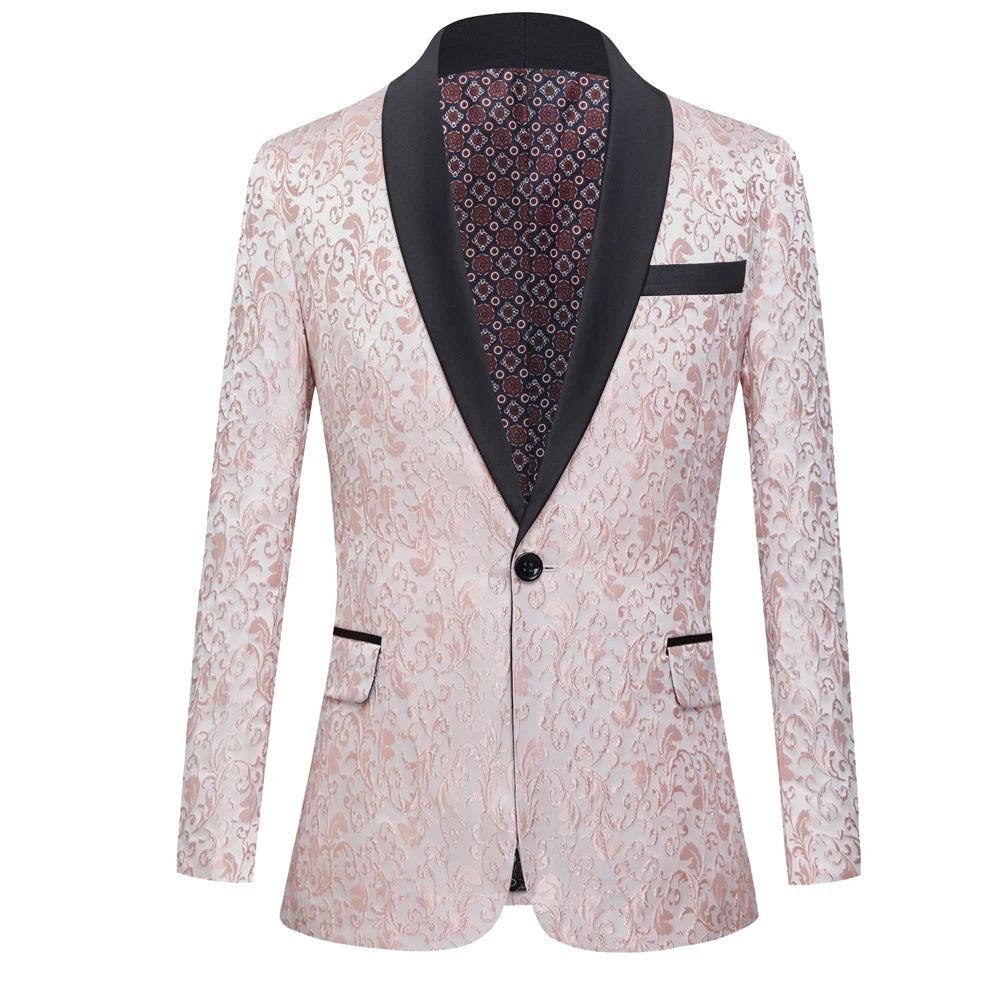 Men's Paisley Tuxedo Jacket One Button Dress Suit