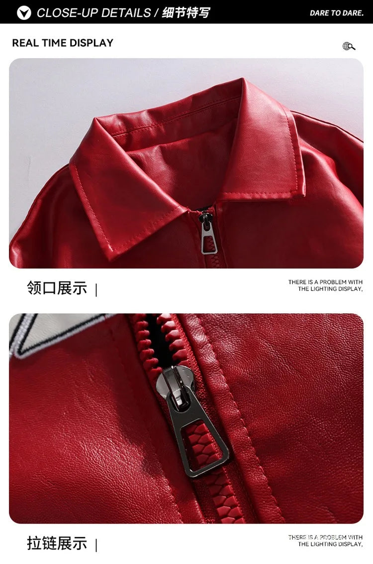 Fashion Leather Jacket Man Original Patchwork Embroidery Designer