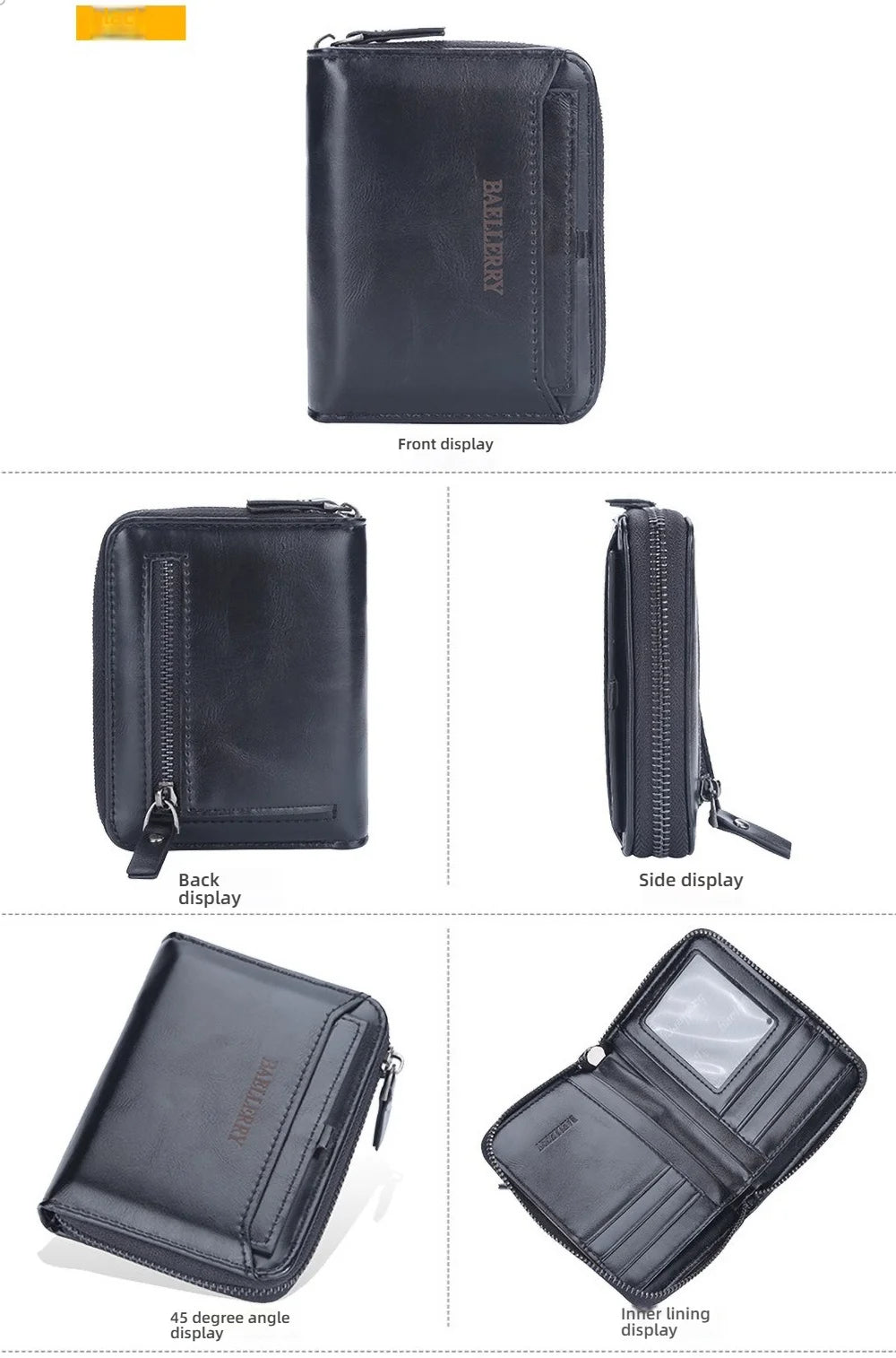 Compact Retro Wallet for Men Distressed PU Leather Zipper Coin Pocket Multi-Card Organizer Gift