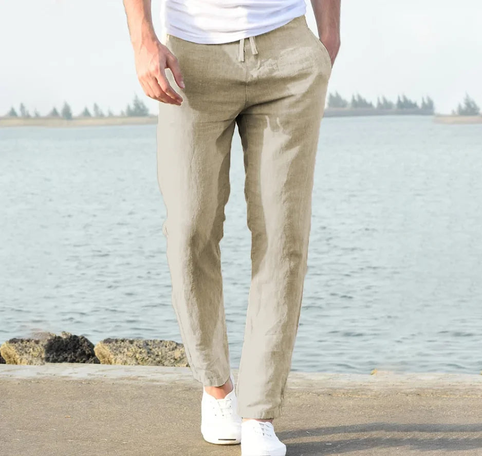 Men's Cotton Linen Pants Joggers Sweatpants