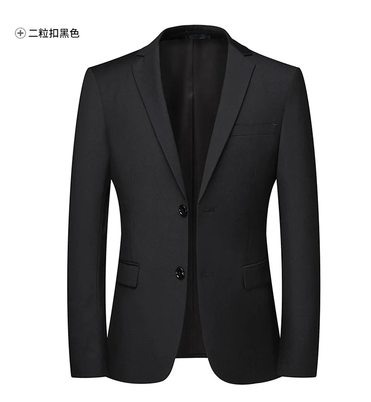 Blazer New Men's Fashion Business Solid Color British Style Professional Work Groom Wedding Dress Best Man Blazer Jacket