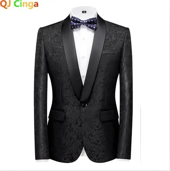 New Blue Jacquard Men's Suit Jacket Wedding Party Suit Men's Blue Red and White Men's Suit Slim Fit