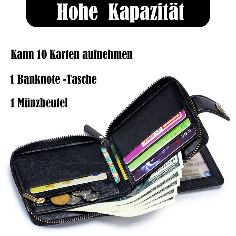 Leather Men’s Wallet Luxury Mens Purse Male Zipper Card Holders with Coin Pocket