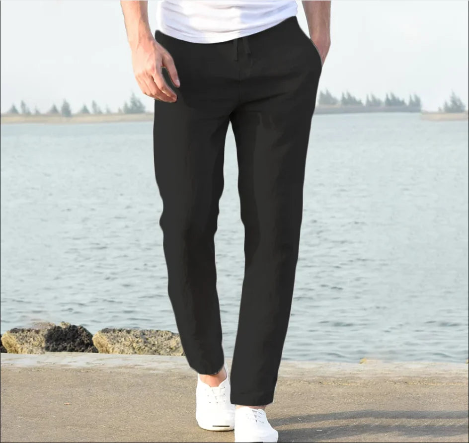 Men's Cotton Linen Pants Joggers Sweatpants