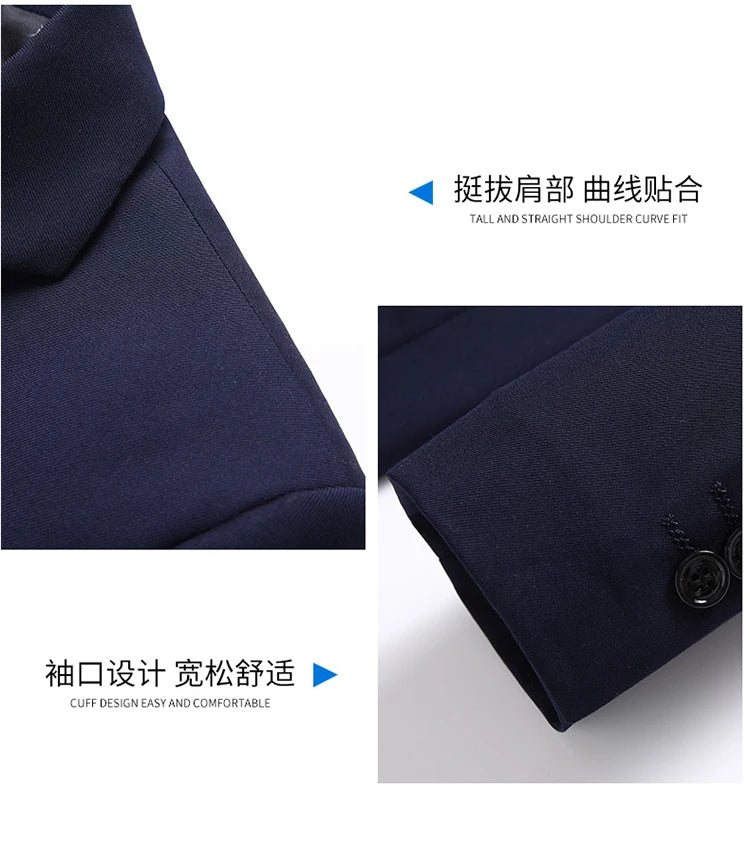 Blazer New Men's Fashion Business Solid Color British Style Professional Work Groom Wedding Dress Best Man Blazer Jacket