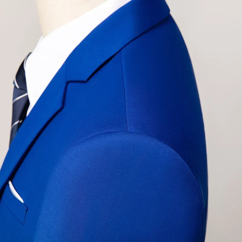 New Blue Jacquard Men's Suit Jacket Wedding Party Suit Men's Blue Red and White Men's Suit Slim Fit