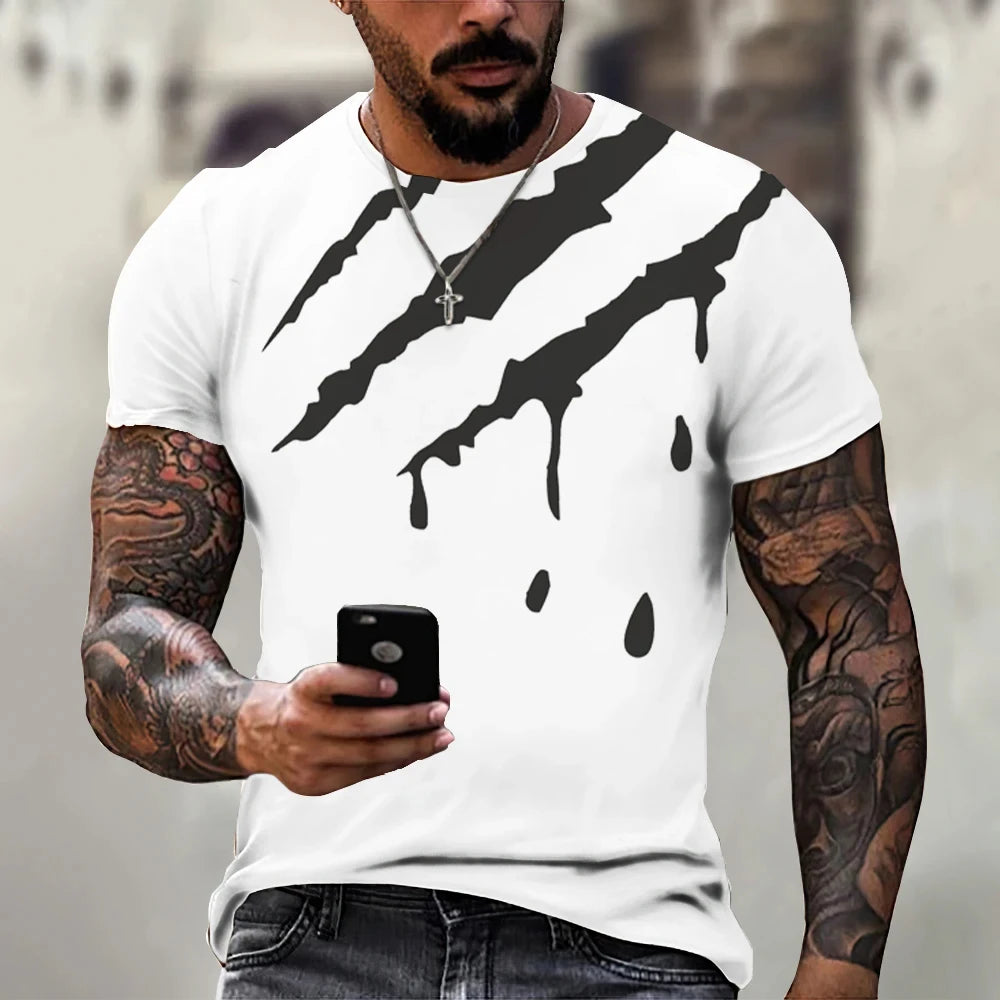 Men's T-shirt Trendy New Design Black And White Color Art 3D