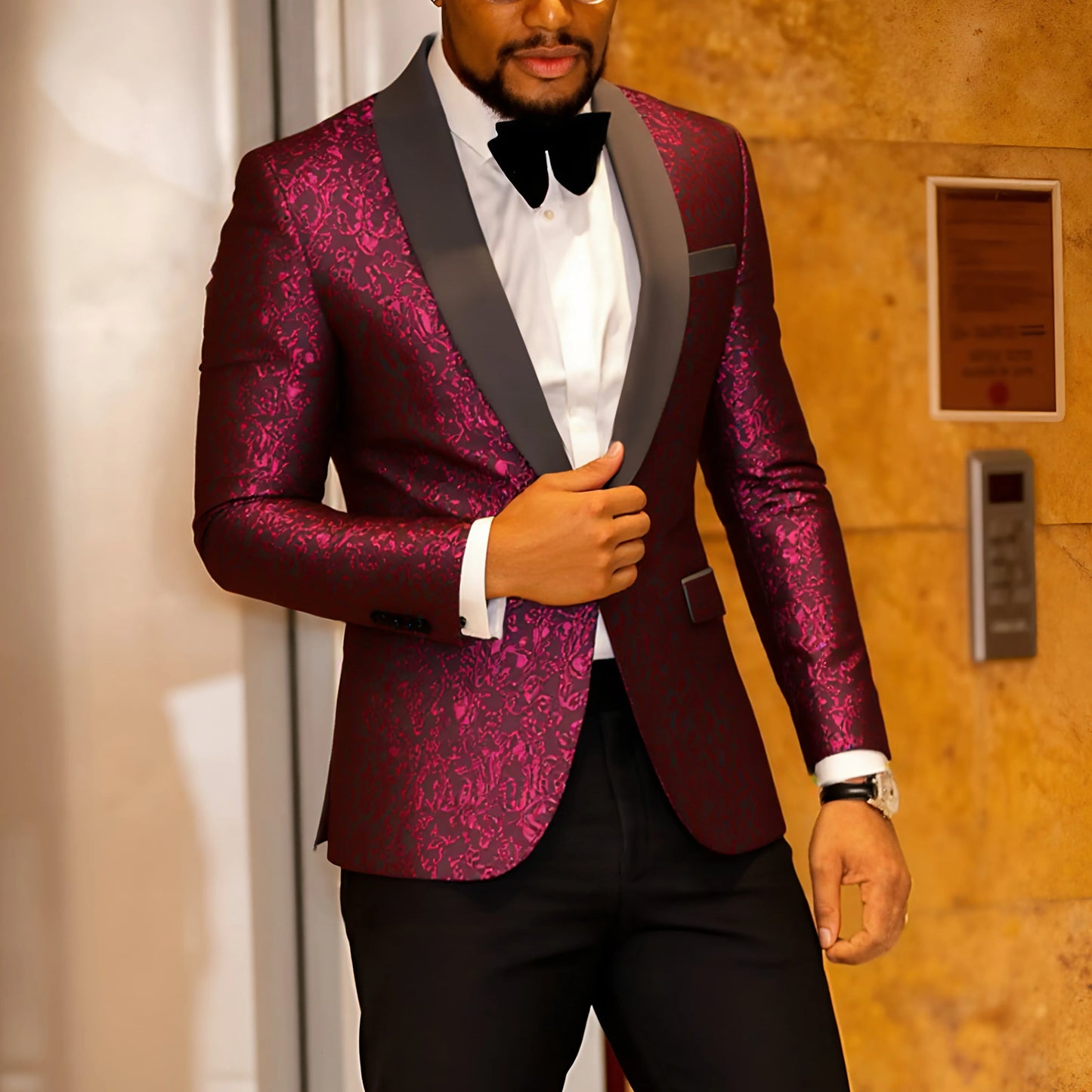 Men's Paisley Tuxedo Jacket One Button Dress Suit