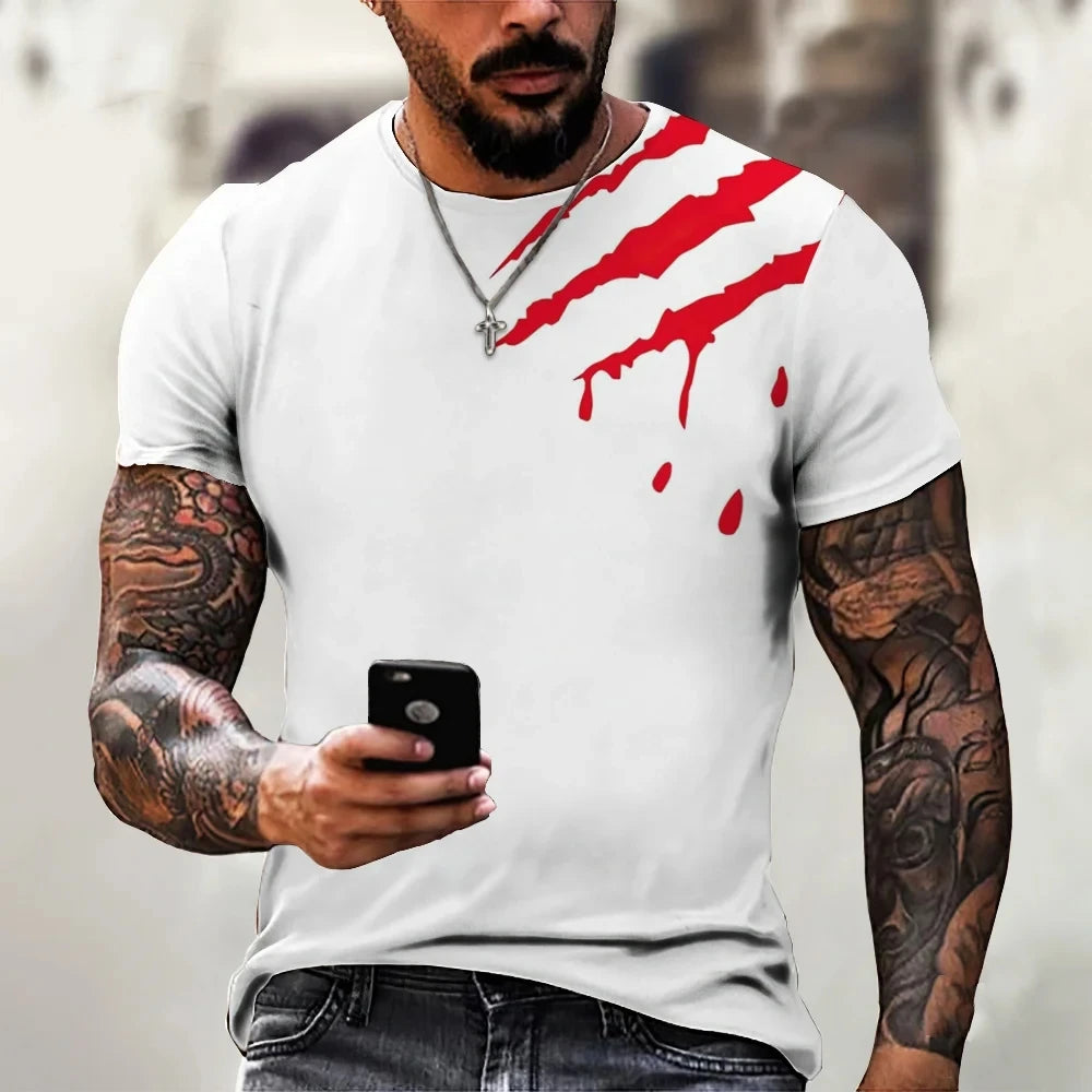 Men's T-shirt Trendy New Design Black And White Color Art 3D