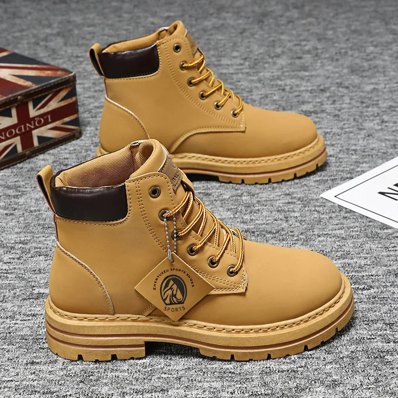Booties for Men Motorcycle Boot Mens Shoes Original Men's Sneakers Man Offers Free Shipping Military Coturnos Timberlands Boots