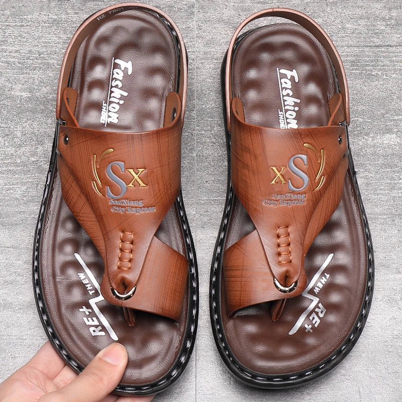 Summer Men Sandals Casual Genuine Leather Leisure Sandals Designer Shoes Men