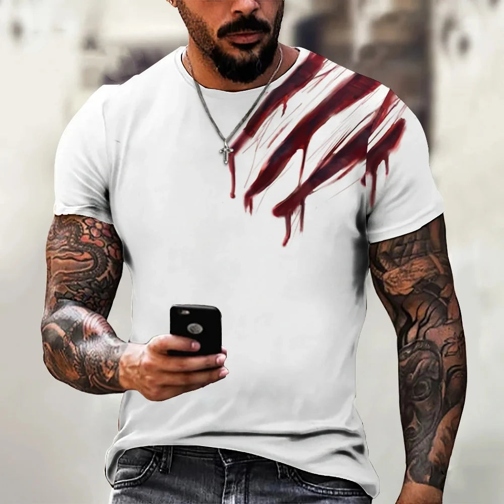 Men's T-shirt Trendy New Design Black And White Color Art 3D