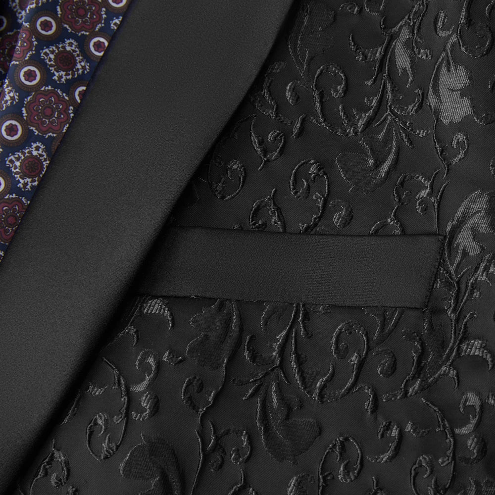 Men's Paisley Tuxedo Jacket One Button Dress Suit