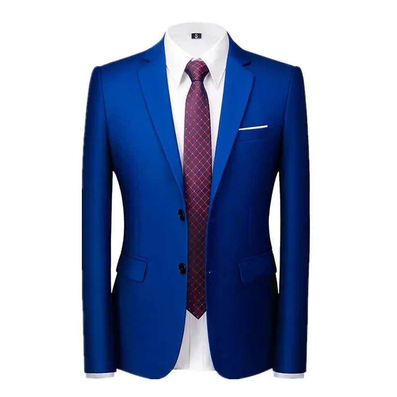 New Blue Jacquard Men's Suit Jacket Wedding Party Suit Men's Blue Red and White Men's Suit Slim Fit