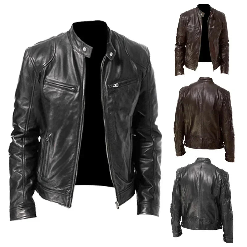 New Fashionable PU Leather Men's Casual Jacket Autumn/Winter