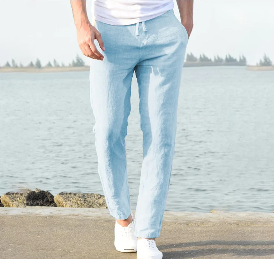 Men's Cotton Linen Pants Joggers Sweatpants