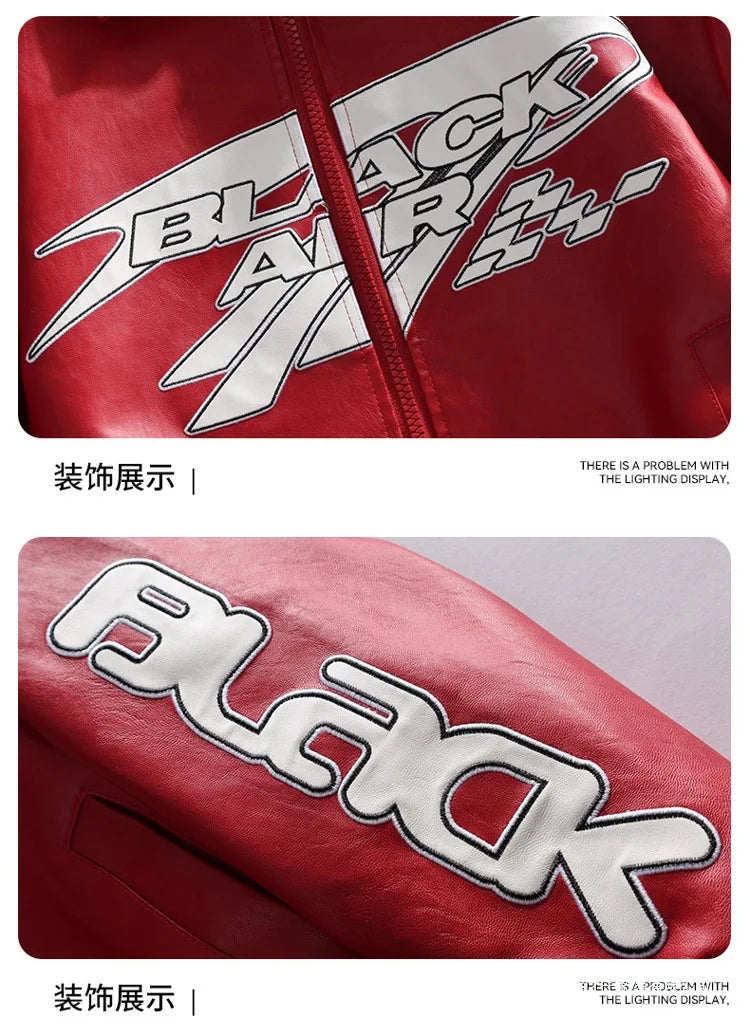 Fashion Leather Jacket Man Original Patchwork Embroidery Designer