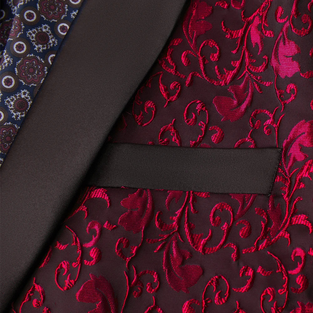 Men's Paisley Tuxedo Jacket One Button Dress Suit
