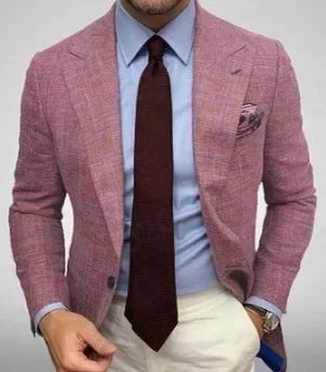 2025 Men's Plaid Blazer Jacket England Style Retro Long Sleeve Business Office Suit Jacket Fashion Simple Outerwear Jacket Male