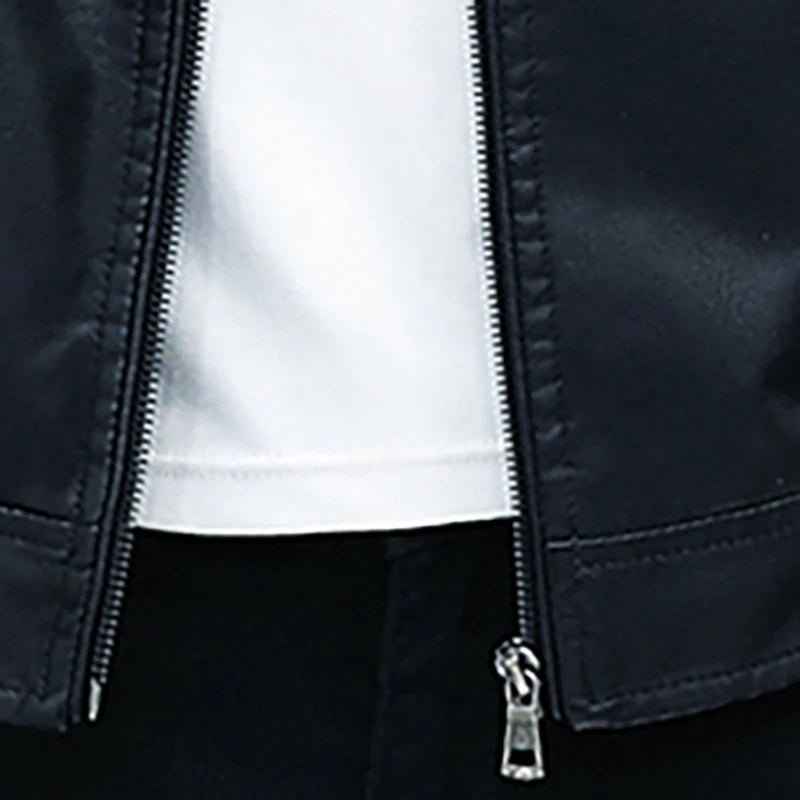 Men Leather Jacket Men Slim Fit Short