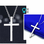 Trendy 925 Sterling Silver Necklace For Men Jewelry Female Classic Cross Pendant Necklaces Male Choker Bijou Lady Necklaces Hot