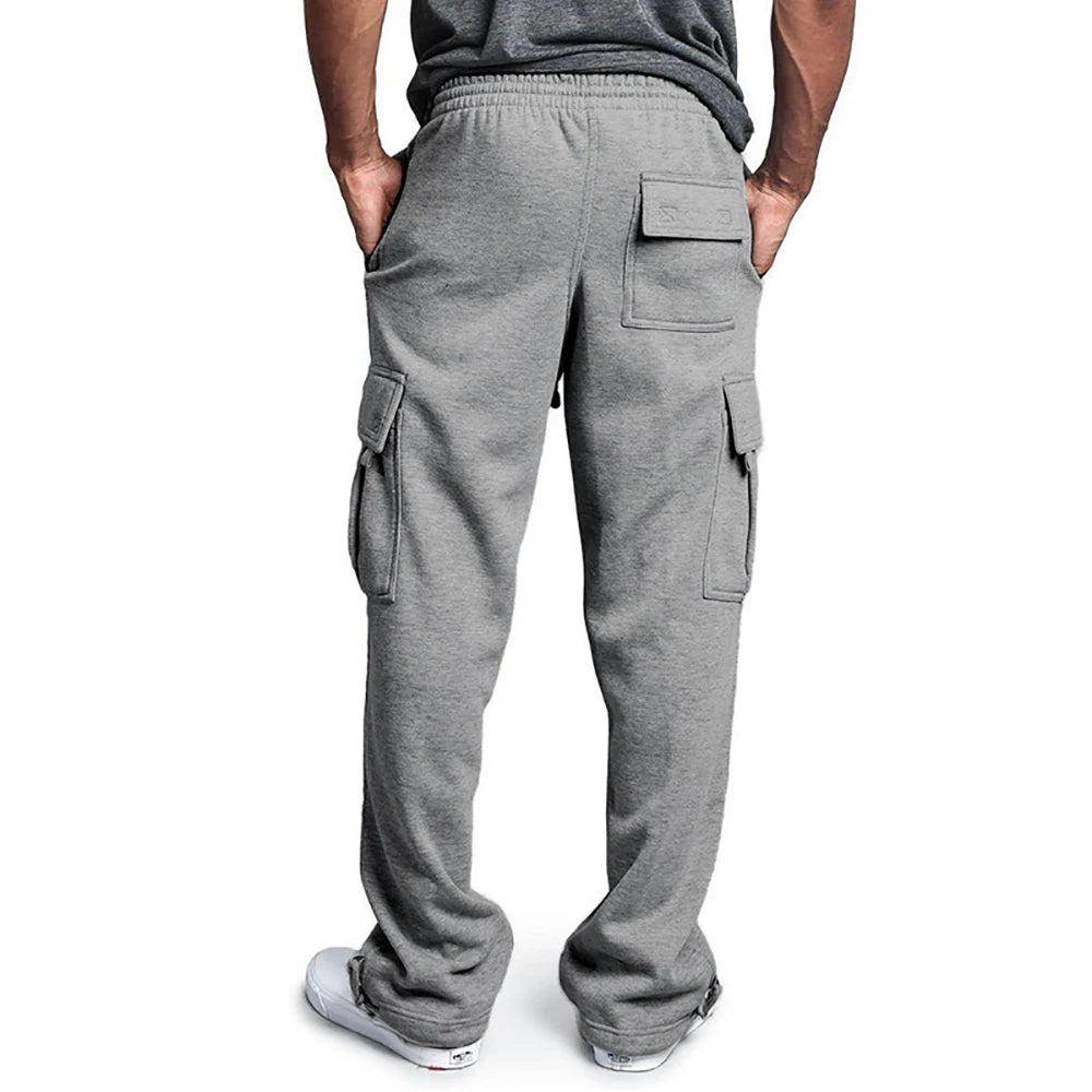 Men's Sweatpants Straight Fit Joggers Multi-Pocket Pants