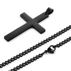 Fashion Necklace for Men Simple Cross Pendant Alloy Necklace Chain Jewelry Christmas Day Gift