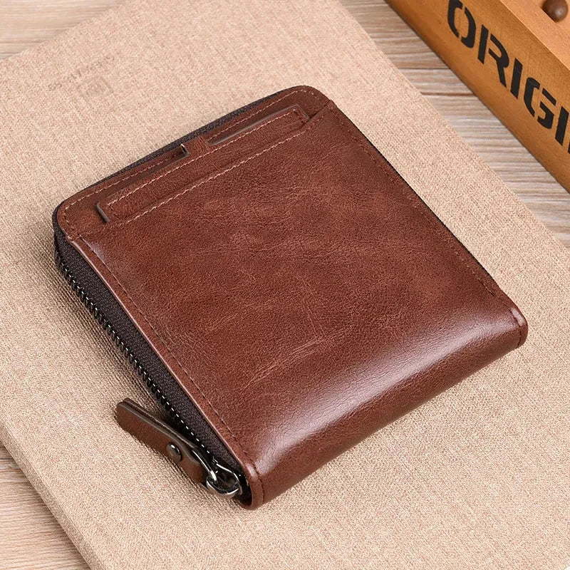 Zipper wallet multifunctional leather wallet credit card holder bag for men and women coin purse