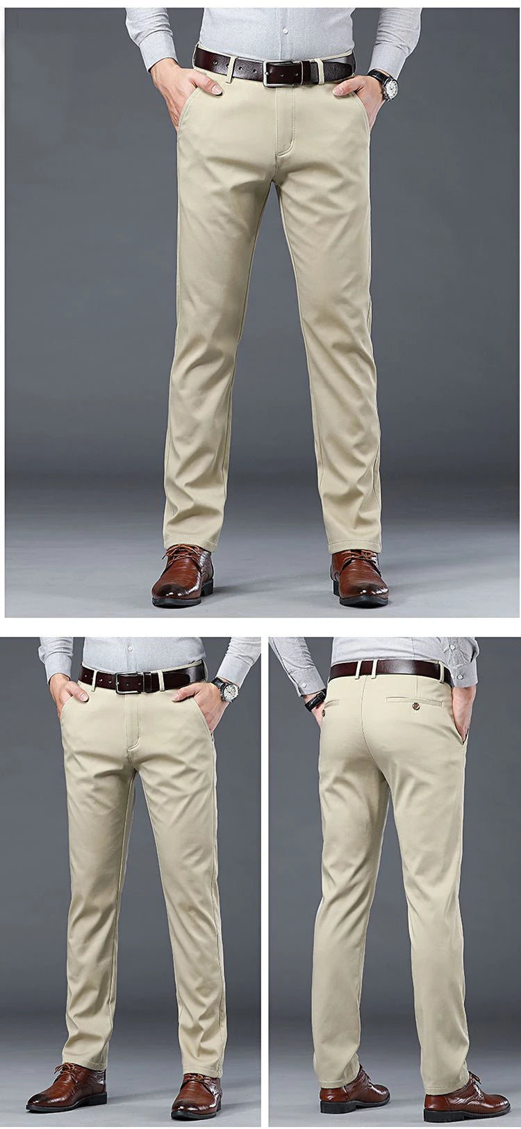 Summer Thin Men's Slim Suit Pants Fashion Business Casual Cotton Green Black Khaki Trousers Male Brand Clothing 30-40