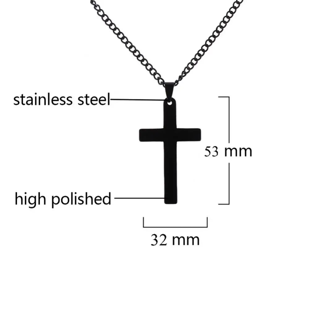 Fashion Necklace for Men Simple Cross Pendant Alloy Necklace Chain Jewelry Christmas Day Gift