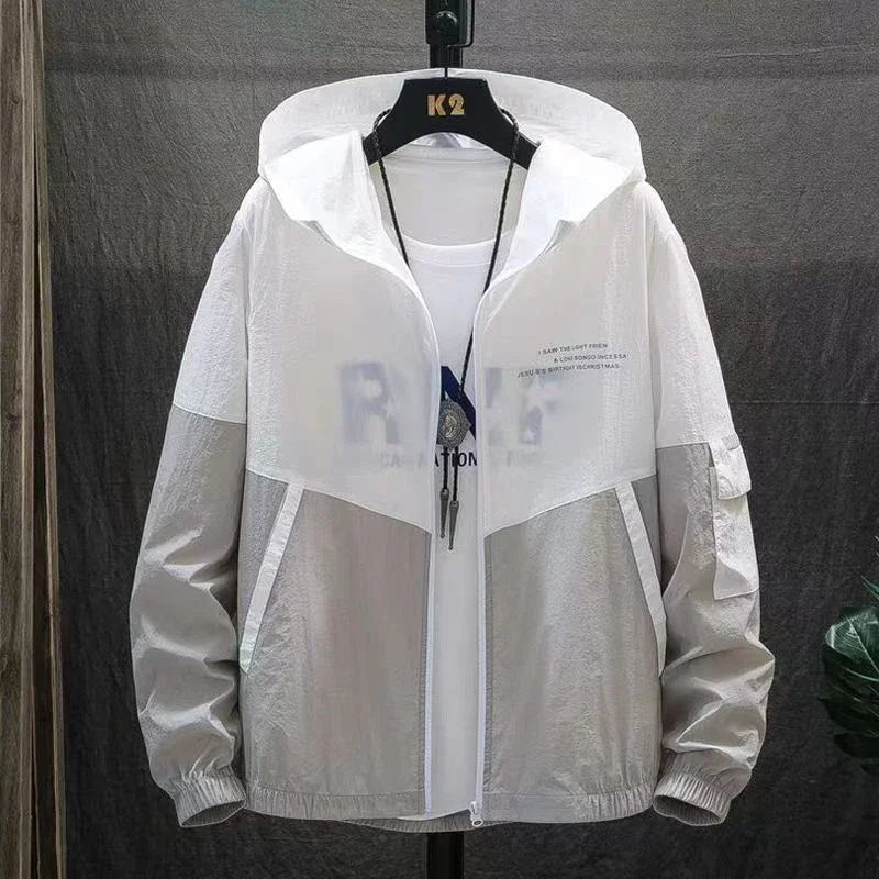 Men Ultra-Light UV Sun Protection Big Size Hooded Windbreaker Jacket
