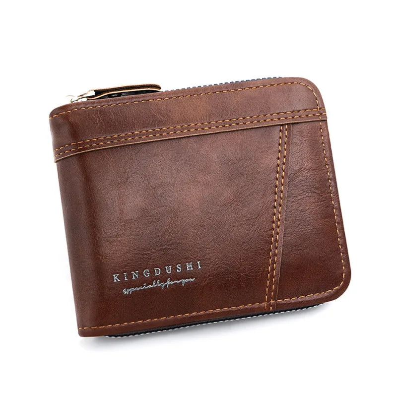 Leather Men’s Wallet Luxury Mens Purse Male Zipper Card Holders with Coin Pocket