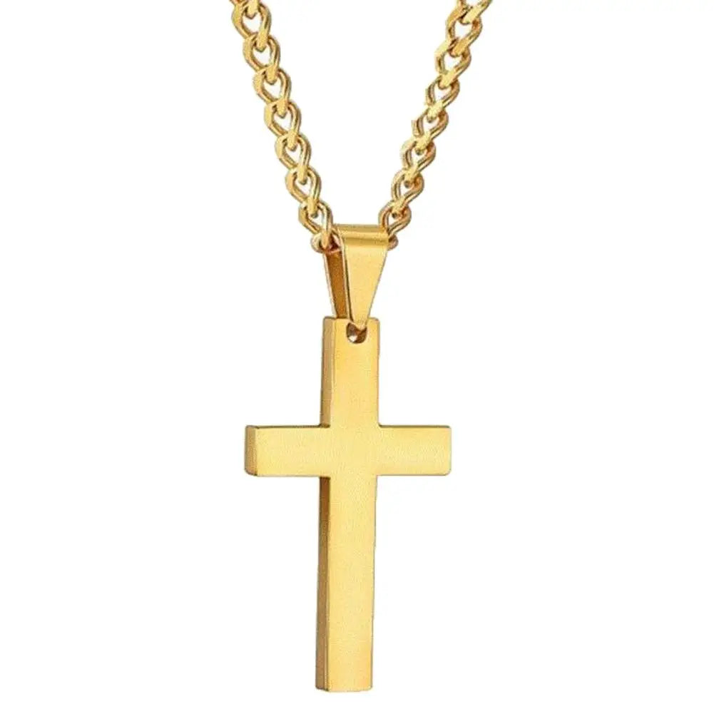 Fashion Necklace for Men Simple Cross Pendant Alloy Necklace Chain Jewelry Christmas Day Gift