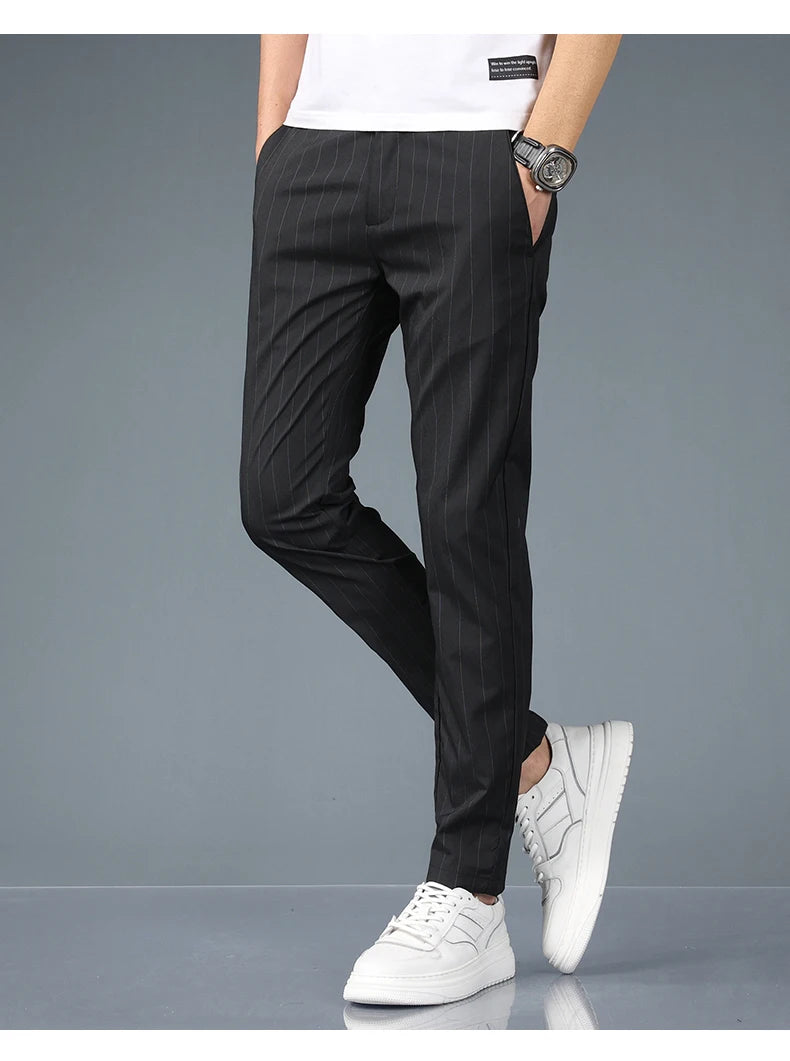 Fashion Casual Pants Men Slim Straight Classic