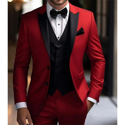 Men 2 Pieces Outfit Set Suits High Quality Pants Tuxedo