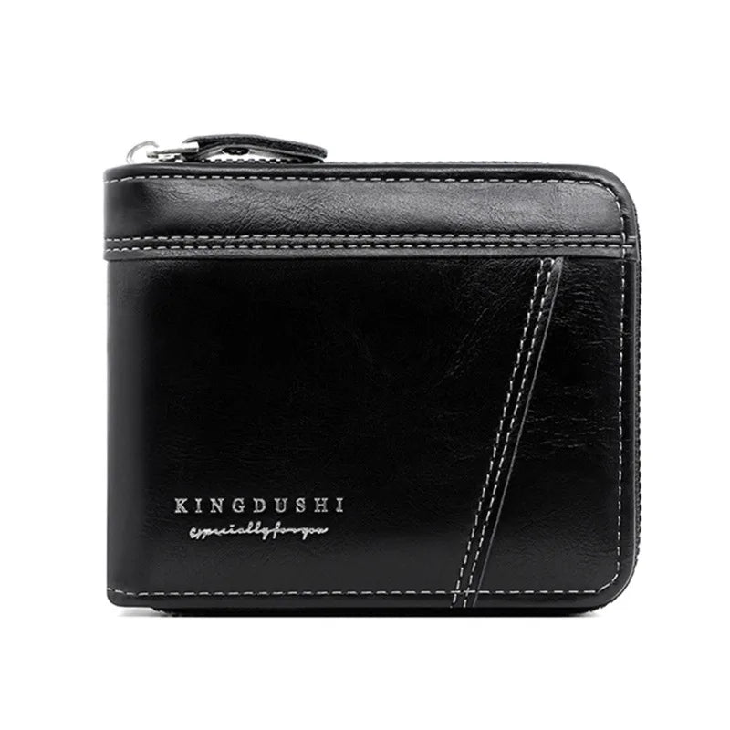 Leather Men’s Wallet Luxury Mens Purse Male Zipper Card Holders with Coin Pocket