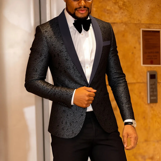 Men's Paisley Tuxedo Jacket One Button Dress Suit