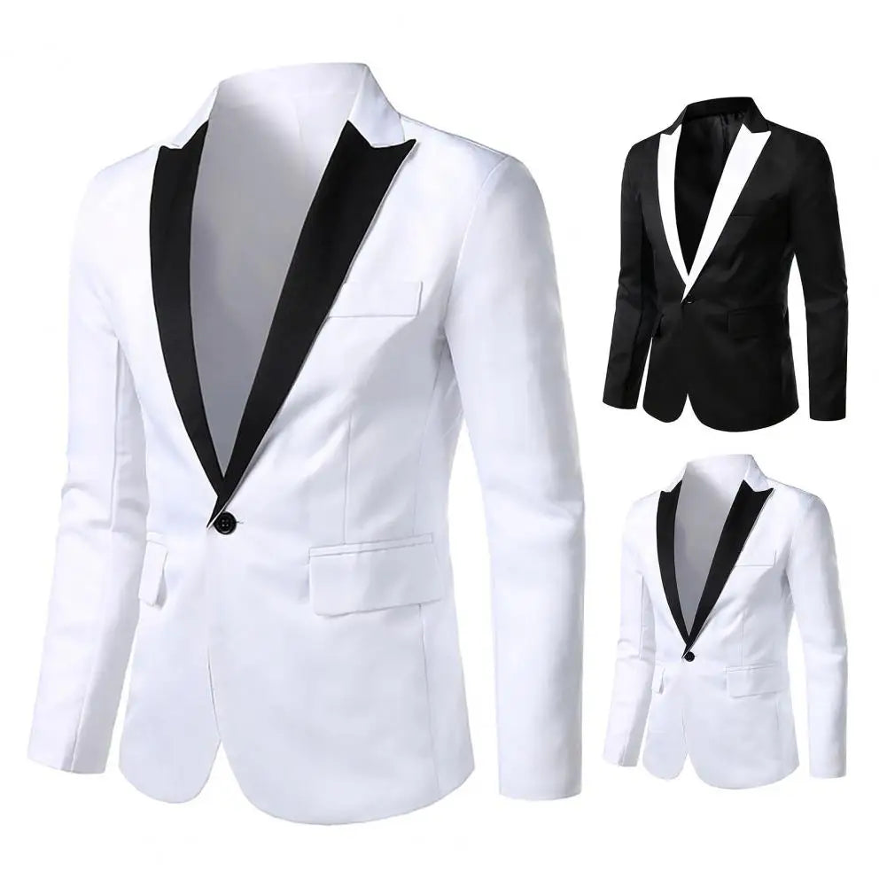 Men Formal Loose Contrast Color Suit Coat Classic Men Suit