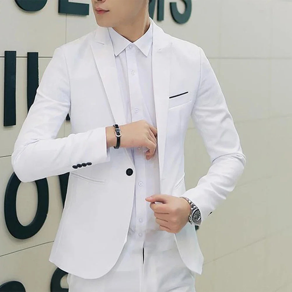 Jacket Suit Coat Men's Formal Casual Cotton blends Business One Button Outwear Lightweight Stylish Slim Fit Suitable