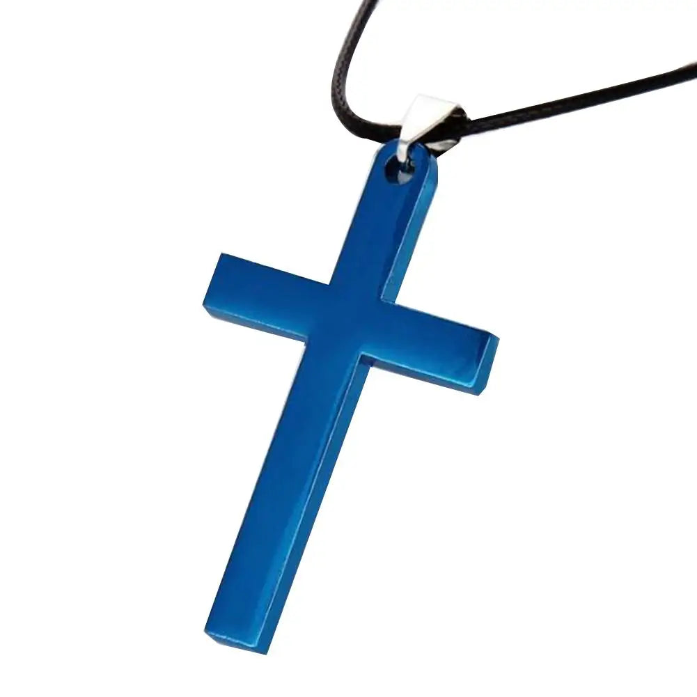 Fashion Necklace for Men Simple Cross Pendant Alloy Necklace Chain Jewelry Christmas Day Gift