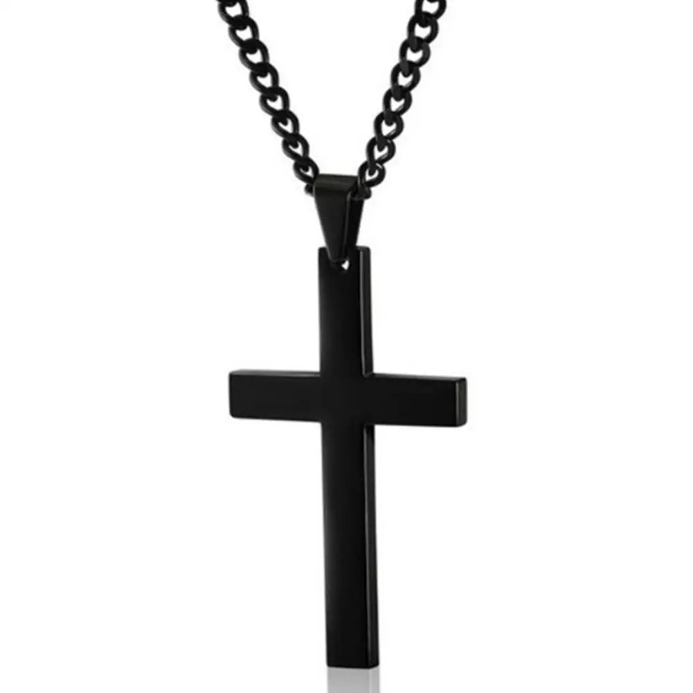 Fashion Necklace for Men Simple Cross Pendant Alloy Necklace Chain Jewelry Christmas Day Gift