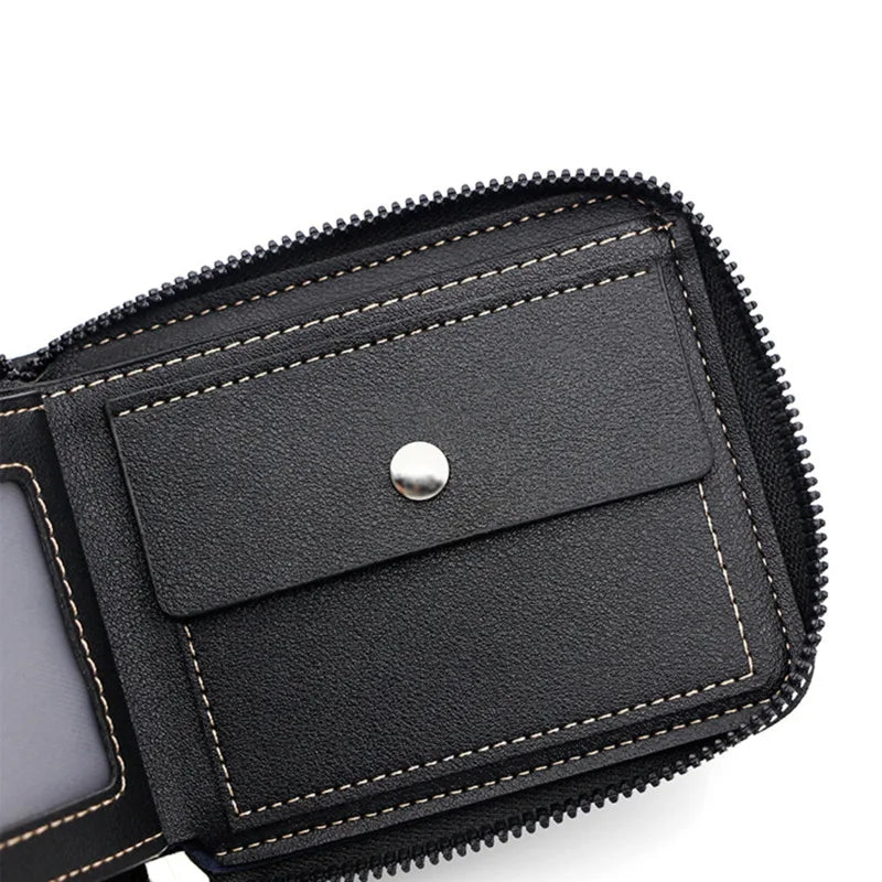 Leather Men’s Wallet Luxury Mens Purse Male Zipper Card Holders with Coin Pocket