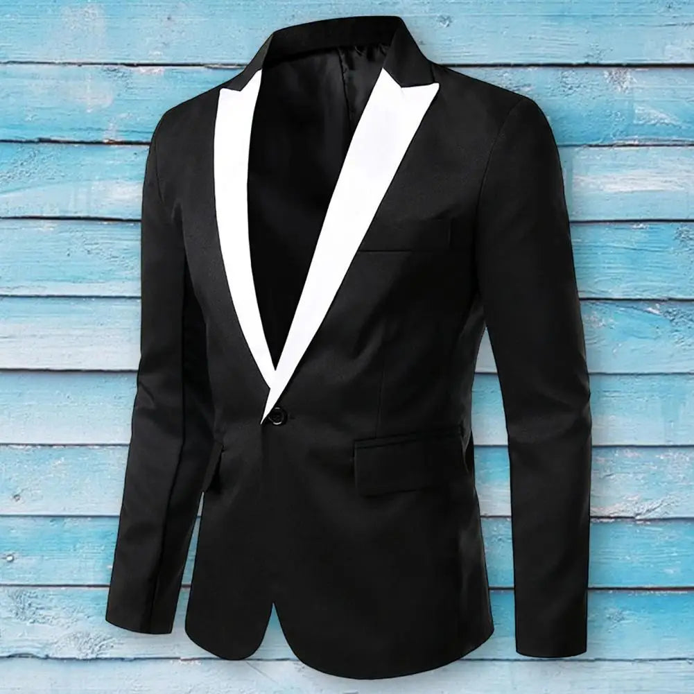 Men Formal Loose Contrast Color Suit Coat Classic Men Suit